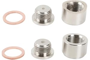 Uposao 2 Stück O2 Lambdasonde Eliminator Edelstahl M18 X 1,5 Gewinde Auspuff Einschweißstutzen Mit Dichtungen Sauerstoffsensor Zubehör flacher Und konvexer Montagestopfen Und Stopfen Adaptersatz