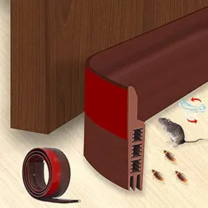 FREQNCY Door Bottom Seal Strip | Self Adhesive Door Seal Bottom | Waterproof & Soundproof | 1mtr x 50mm Brown