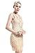 Produktbild BABEYOND Damen Retro 1920er Stil Flapper Kleider mit Zwei Schichten Troddel V Ausschnitt Great Gatsby Motto Party Kostüm Kleider- Gr. S (Fits 74-84 cm Waist & 92-102 cm Hips), Beige