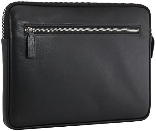 StilGut Sleeve Bellevue MacBook Sleeve aus echtem Nappa-Leder mit Innenfächern und Reißverschluss für Notebooks bis 12″ z.B. MacBook 12″, Schwarz - 3