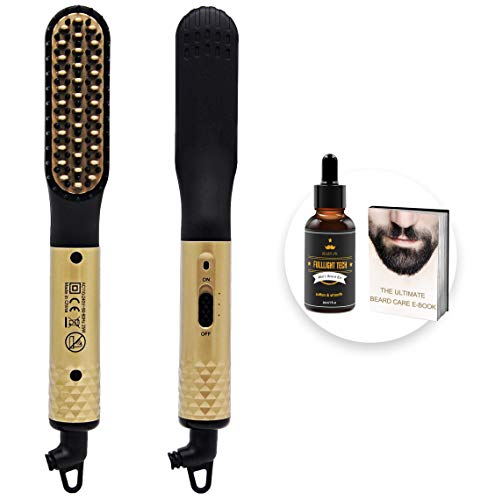 Quick Electric Hair Beard Straightener Heated Beard Brush Comb for Men with FREE Beard Oil and Beard E-Book,Great Gifts for Men