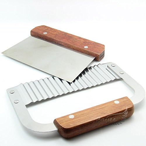 Bayee Pack of 2 Stainless Steel Wavy & Straight Soap Mold Loaf Garnish Cake Cutter Cutting Tool