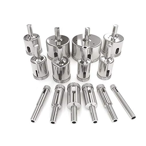 DIY Crafts 13x Diamond Drill Bits, Tile Hole Saw, Sibaok Hollow Core Hole Saw Remover Tools Set for Glass, Porcelain, Ceramic, Granite Drill Bit, 1/4 to 2 Inch 6-50mm (Pattern No # 1, Hole Saw Set)