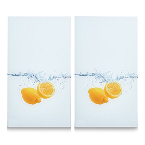 Zeller 26304 Herdabdeck-/Schneideplatten "Lemon Splash" Glas dekor 30 x 52 x 1 cm 2 Einheiten