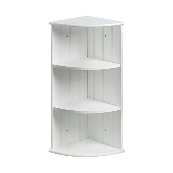 VonHaus Three Shelf Corner Cabinet - White Colonial Style Unit