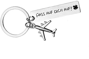 IFUDE Personalisiert Schlüsselanhänger mit Gravur Pass auf dich auf! -Glücksbringer Mann oder Frau für Piloten und Reisende geschenk Auslandsjahr Abschiedsgeschenk
