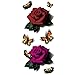 TAFLY 5 Sheets Waterproof Temporary Tattoo Body Stickers Sexy Rose Floral Red Color Butterfly