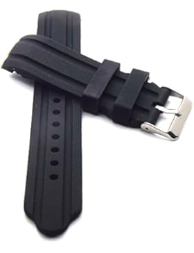 22 mm Uhrenarmband Silikon Taucher Uhrenband schwarz Armband mit Rundanstoß, Rille