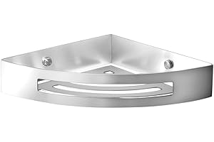 Ambrosya® | Panier de Douche Exclusif en Acier Inoxydable | Étagère Baignoire Salle de Bains Bac à Douche Support de Tablette de Coin Murale (Acier Inoxydable (Brossé), 1 étage)