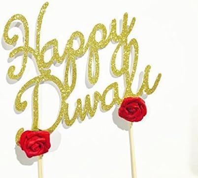 Happy Diwali Gold Glitter Card Cake Topper, glitter Diwali cake topper, glitter festival of light banner, Hindu festival,