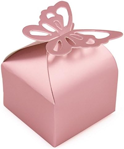 Hxhome Wedding Favour Candy Boxes Gift Boxes With Butterfly 50 pcs(pink)