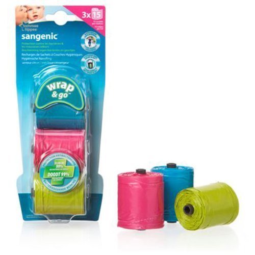 Sangenic Wrap and Go 1810536 Refill Waste Bags Set of 3 for Wrap and Go Dispenser