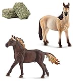  Horseclub Schleich 13805 Mustang Hengst + 13806 Mustang Stute + 42116 Heu