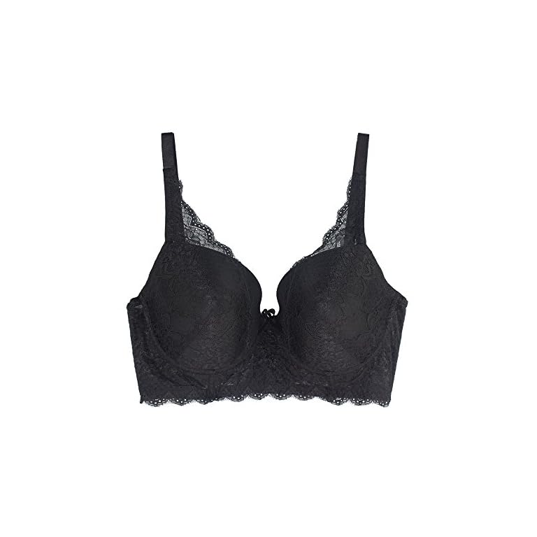 Camille Womens White Classic Non Wired Floral Lace Long Line Bra