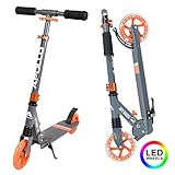 GEFEDERT: Der Tretroller verfügt über einen Stoßdämpfer - Shock Absorber. Eine Feder über dem Vorderrad (wie Mountainbikes), für eine entspannte und bequeme Fahrt, einfach smooth!