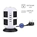Price comparison product image Power Strip Tower 4 USB Ports 8 Way Outlets Charging Station 5M/16.4ft Bold Extension Cord 2500W 10A 250V Charger Hub Mobile UK Socket With Overload Protection
