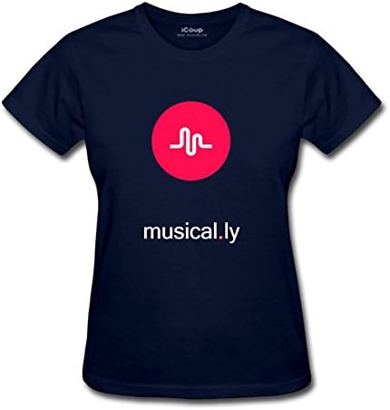 FkhaosWomen's Musical.ly Logo Crew neck T-shirt Small Navy Blue