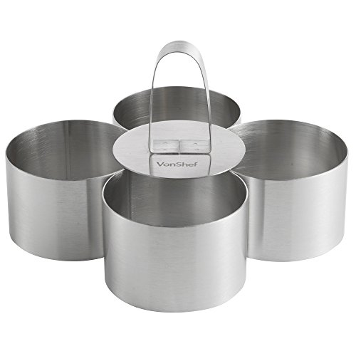 VonShef 4-teiliges Set Professionelle Speiseringe Rösti Ringe zum Kochen und Präsentieren mit Stamp - 8