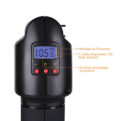 Oasser Compresseur d'Air Electrique Gonfleur Portable à Main Pompe à Air avec Manomètre Ecran LCD d'Affichage Numérique à Batterie de Lithium 12V Rechargeable - 130PSI