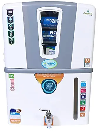 VEPO Cloud9 Active Copper Technology With RO,UV,UF,TDS Controller Water Purifier 12 Liter (Sky White)