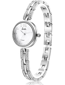 Barbie Damenuhr Edelstahl Armband mit Strass Armbanduhr Quarz Analog Uhr