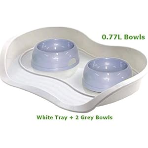 Cat Dog 2grau Schalen 0.77l + Schacht 3Farben Lebensmittel Wasser Gericht Füttern Kätzchen Bone Pet Animal