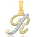 Alphabet Collection Initial Letter "R"Gold and Rhodium Plated Alloy Pendant for Men & Women made with Cubic Zirconia -  P1111G [VKP1111G] RS.161.00