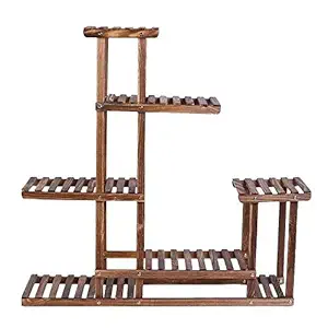 Urbancart Wooden Multi Shelf Multi-Functional Flower Plant Display Stand and Bookshelf Storage Rack Organizer. (Design-1)(Assembly Required)