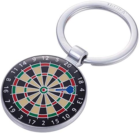 DARTS KR18-15/MA – Key Ring – Dartboard – Enamel – Cast Metal – Matt – Chrome-Plated – Multi-Coloured – Troika Original