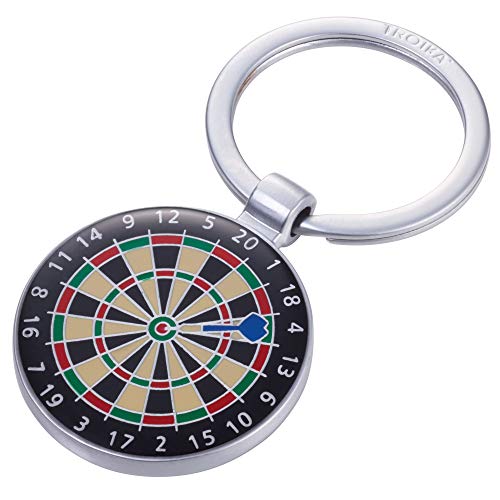 DARTS KR18-15/MA – Key Ring – Dartboard – Enamel – Cast Metal – Matt – Chrome-Plated – Multi-Coloured – Troika Original