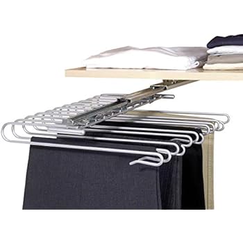 Appendiabiti Estraibile HINOSI Da Soffitto, In Alluminio, 45 Cm, Per Armadio, Salvaspazio, Grigio