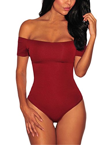 Lrud Mujeres Manga Larga / Manga Corta Slim Body Mono Leotardo Top Jumpsuit