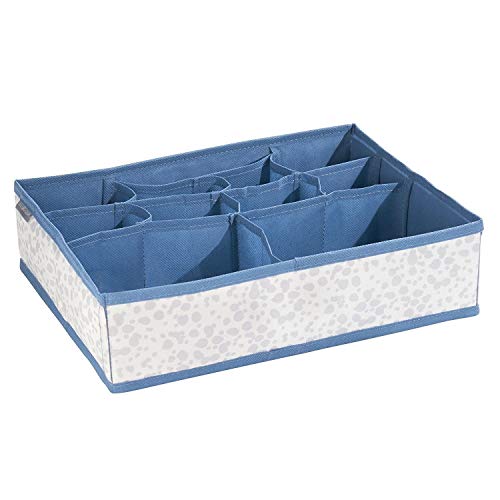 mDesign-bote-de-rangement-pour-chambre-denfant-en-polypropylne-lot-de-4--bac-de-rangement-pour-accessoires-de-bb--aussi-comme-organiseur-de-tiroir-armoire-table--langer--bleu-et-gris