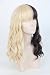 Topcosplay Women's Medium Fluffy Curly Half Blonde and Half Natural Black two Tone Hair Halloween Cosplay Costume Fiber Hair Wigs