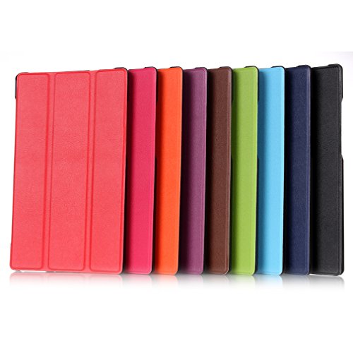 LMAZWUFULM Hülle für Lenovo Tab 3 8 (TB3-850F / TB3-850M) / Tab 2 A8-50 (8.0 Zoll) PU Leder Ultra Dünn Tri-Faltbar Lederhülle Custer Design im Bookstyle mit Stent-Funktion und Karten Slot Schutzhülle Ledertasche Flip Cover für Lenovo Tab 2 A8-50 / Tab 3 8 (TB3-850F / TB3-850M) (8.0 Zoll) Tablet-PC Schwarz - 7