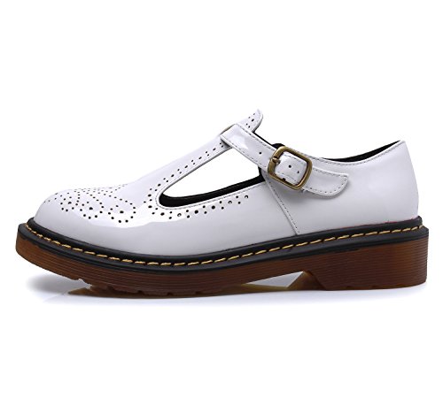 Smilun Damen T Mary Jane Flach Schuhe Klassisch Schnalle Rund Toe - 2