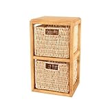  Holzregal mit 2 Körben Badregal Regal Badezimmer Möbel Aufbewahrungskörbe Maisgeflecht NEU