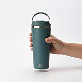 Deconox 660 ml Pipetli Paslanmaz &Ccedil;elik Termos Kupa - 4 Renk Se&ccedil;eneği (Krem, Yeşil, Siyah, Mavi) - B&uuml;y&uuml;k Boy (Venti) Sıcak ve 