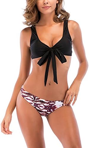 ABCWOOWomens Snake Skin Print Bow Strap Sexy Bikini Two Piece Swimsuit