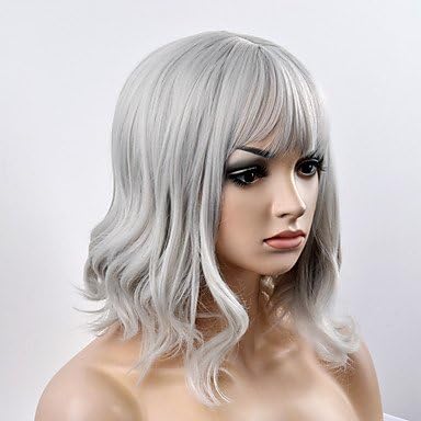 Y&amp;M European and American Y&amp;M shion pear head silver gray short hair high temperature wire wig , grey