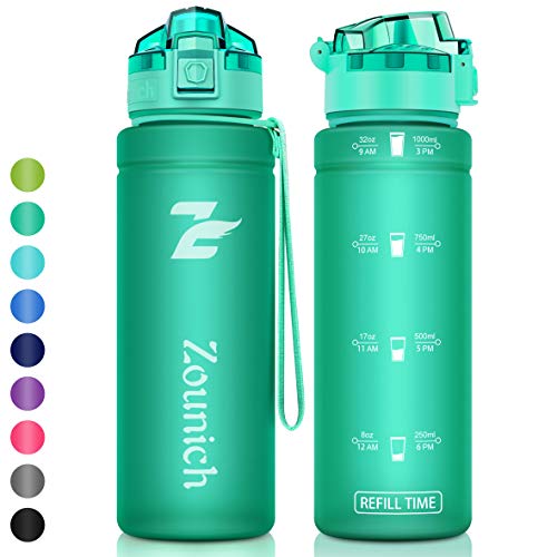 ZOUNICH Sports Water Bottle with Filter & Lock Lid & Time Maker 1-Click Open 100% BPA Free 17OZ,25OZ,38OZ?42OZ? BPA Free for Kids Outdoor,Bike Cycling,Running,Camping,Gym,Yoga