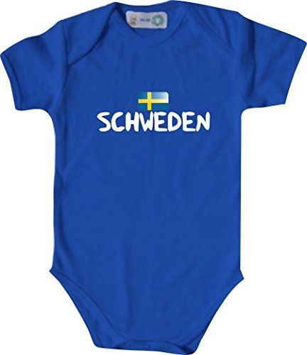 Unbekannt Cooler WM Länder Baby Body mit Flagge/SCHWEDEN/Farbe: Königsblau/Größe 74-80 (9-12 Monate)