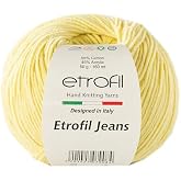 Etrofil İpi A&Ccedil;IK SARI 007, Pamuk Karışımı, Akrilik, 160 mt, Orta Kalınlık, 4 mm Şiş, 3 mm Tığ, Yarn