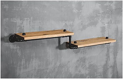 Wall Shelves Wall Decorations LOFT Iron Bookshelf Wall Shelf Potted Display Stand Bathroom Solid Wood Shelves Kitchen Bracket Iron Pipe Plank Wall Decorations ( Size : B )