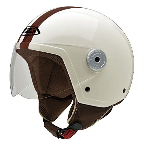 NZI Vintage II Casco de Moto, Crema con Rayas Marrónes, 54 (XS)