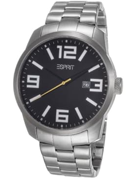 Esprit Herren-Armbanduhr XL Animate Silver Black Analog Quarz Edelstahl ES103842005