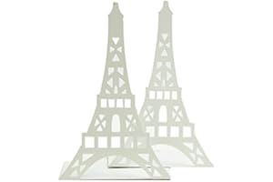 WINTERWORM 1 paire de serre-livres décoratifs en forme de tour Eiffel, en métal - Pour étagère, bureau, etc. blanc
