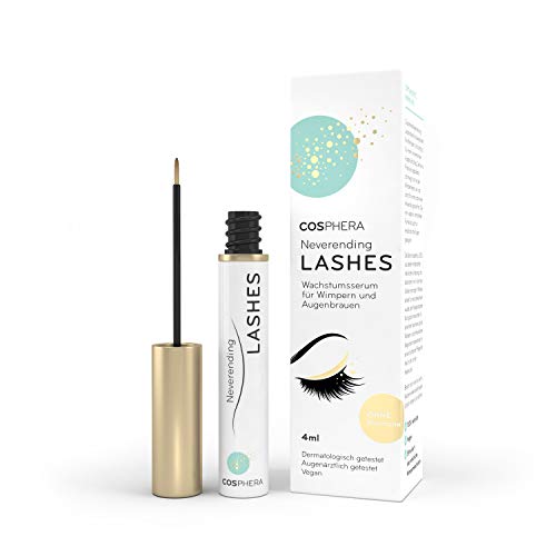 Cosphera Neverending Lashes - Wimpernserum & Augenbrauenserum - Vegan & hormonfrei - 4 ml Lash Booster Serum für lange Wimpern & kräftige Brauen - Geprüft durch dermatologischen & augenärztlichen Test