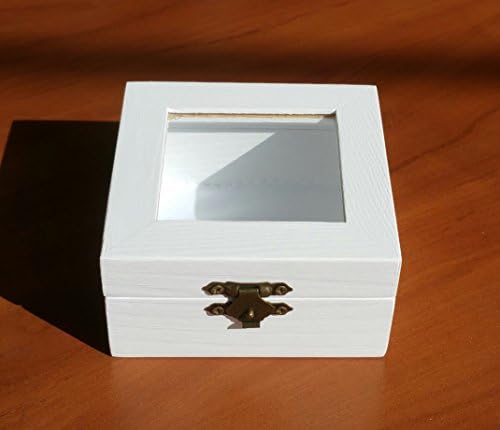 Wedding arras box white with glass top