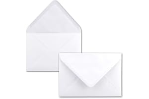 ‎FARBENFROH BY GUSTAV NEUSER 50x kleine Umschläge in Hochweiß DIN C7 8,1 x 11,4 cm mit Spitzklappe und Nassklebung in 110 g/m² - kleiner blanko Mini-Umschlag